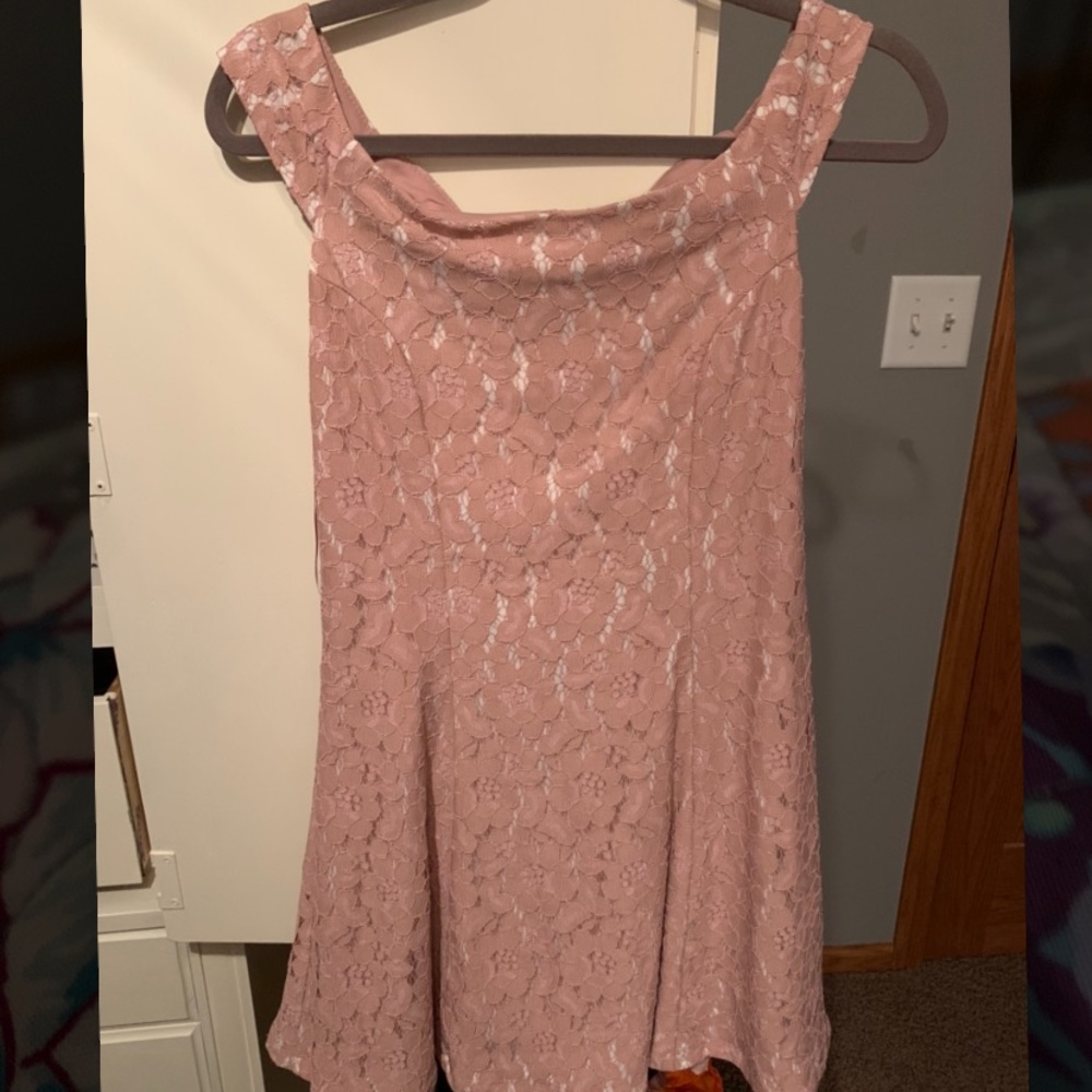 Francesca’s Miami Pink Floral Lace Dress
